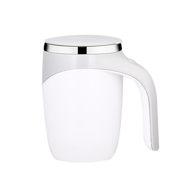 A223 Stainless Steel Automatic Magnetized Coffee Mixing Cup, White, Brown