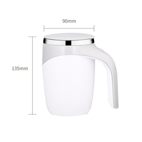 A223 Stainless Steel Automatic Magnetized Coffee Mixing Cup, White, Brown
