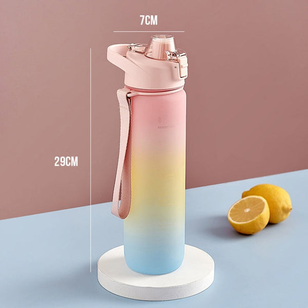 1000ml Large Capacity Gradient ColorsPlastic Sports Water Cup