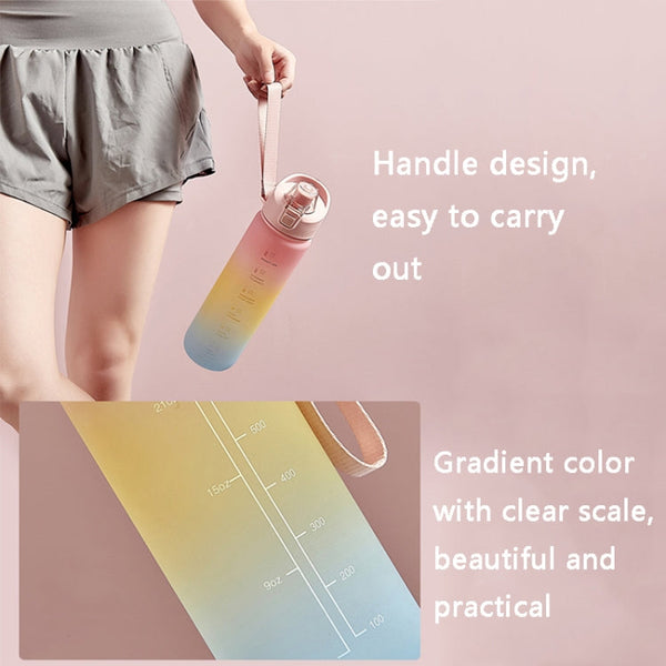 1000ml Large Capacity Gradient ColorsPlastic Sports Water Cup