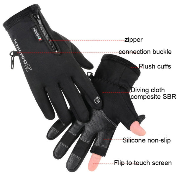 Outdoor Sports Riding Warm Gloves Touch Screen Fingerless Fishing Gloves, M, L, XL, XXl