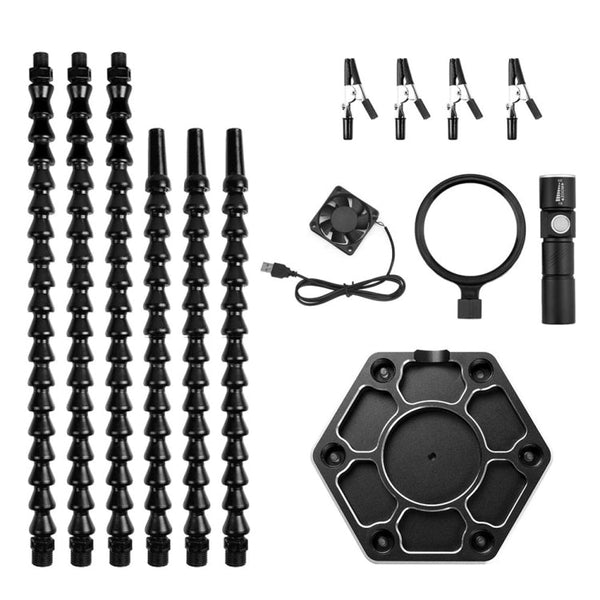 Six-Jaw LED Lamp Magnifying Glass Soldering Station with Fan