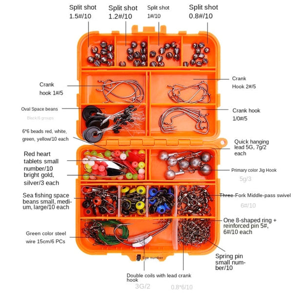 213 PCS / Set Road Squid Hook Accessories Set, 213 PCS / Set (Orange), 213 PCS / Set(Black)