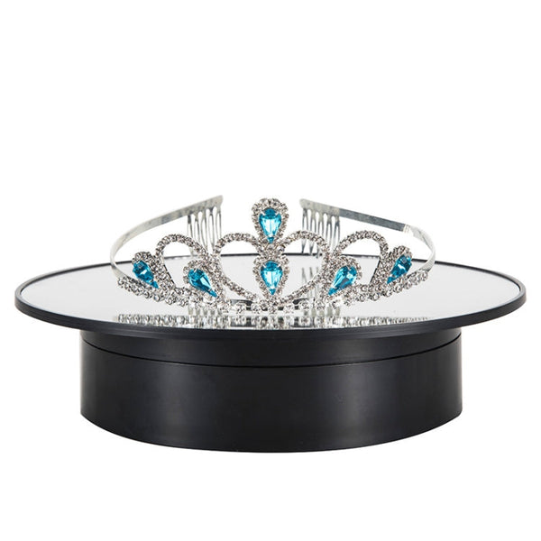 20cmTwo-Way Turntable Display Stand Video Shooting Props Turntable, White   Mirror, Black Mirror, Black+Black Velvet, White + White Velvet, White Bottom Black Velvet