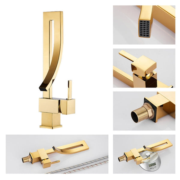 All-copper Rotatable Countertop Basin Hot And Cold Water Faucet