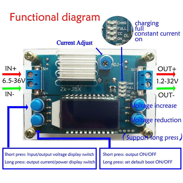 Adjustable Constant Voltage Constant Current Liquid Crystal LCD Multi-Display, PCB