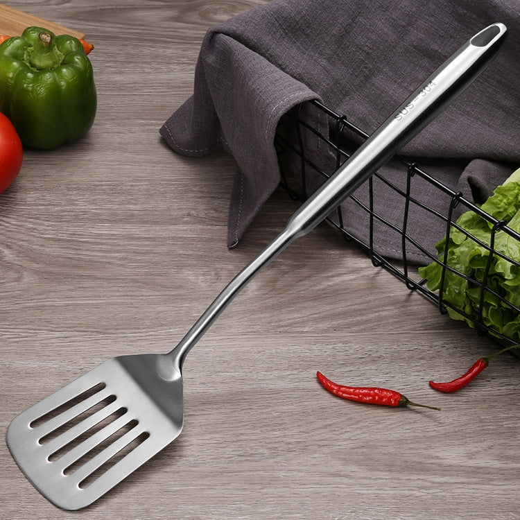 304 Stainless Steel Kitchen Equipment Thickened Hollow Handle Cooking Tool, Style:, Spatula, Soup Spoon, Slotted Spoon, Slotted Shovel