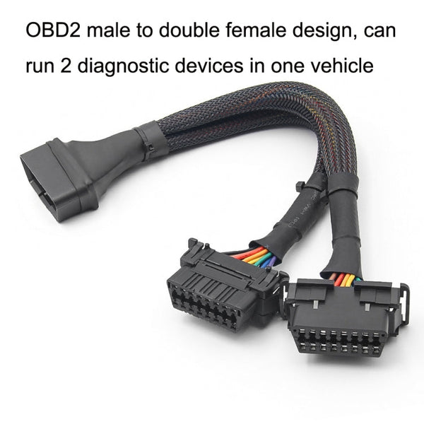 2 In 1 16PIN Car OBD Elbow Extension Cable Converted Cable, 2 In 1 16PIN
