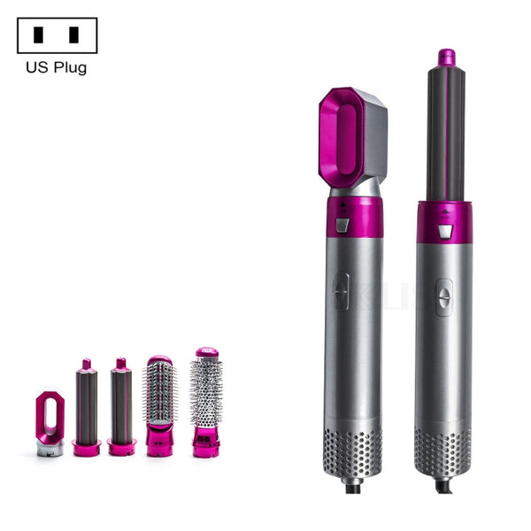 5-in-1 Hot-air Comb Automatic Straightening Dual-purpose Hair Dryer, Silver+Rose Red(EU Plug), Silver+Rose Red(US Plug), Silver+Rose Red(UK Plug), Black(EU Plug), Black(US Plug)
