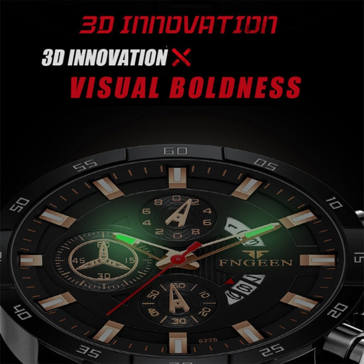 FNGEEN 5225 Multifunctional Waterproof Quartz Watch, Blue Steel Rose Shell Blue Surface, Black Steel Rose Shell Black Surface, Black Steel Black Shell Black Surface, White Steel White Shell Black Surface, Black Steel Black Circle White Surface         ...