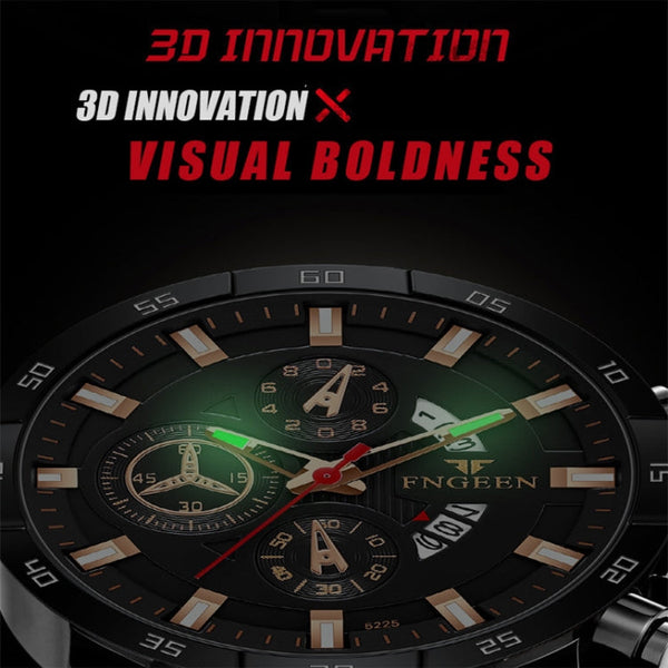 FNGEEN 5225 Multifunctional Waterproof Quartz Watch, Blue Steel Rose Shell Blue Surface, Black Steel Rose Shell Black Surface, Black Steel Black Shell Black Surface, White Steel White Shell Black Surface, Black Steel Black Circle White Surface         ...