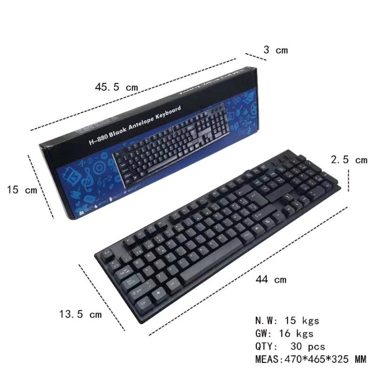 108 Keys Computer USB Wired Keyboard, Cable Length: 1.5m