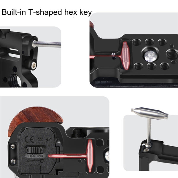 Alloy Rabbit Cage With Wooden Handle for Sony ZV-E10 Camera