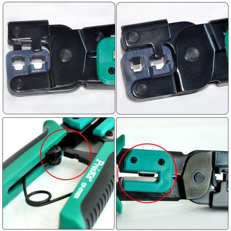 ProsKit Dual-purpose 6/8P Iron Handle Network Ratchet Crimping Plier, CP-376ER