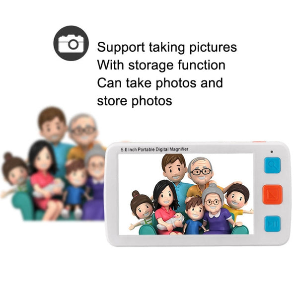 5.0 inch Portable HD Electronic Vision Aid Low Vision Magnifying Glass Reader, US Plug, US Plug White, US Plug Black