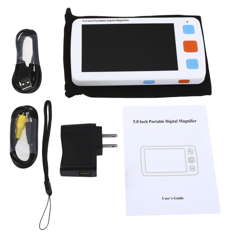 5.0 inch Portable HD Electronic Vision Aid Low Vision Magnifying Glass Reader, US Plug, US Plug White, US Plug Black