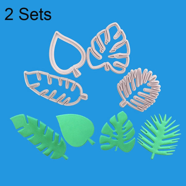 2 Sets 4 In 1 Tropical Leaf Fondant Cake Mold Cookie Mold, Tropical Leaf