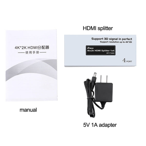 DTECH DT-7144A HDMI 2.0 1 In 4 Out 4K X 2K HD Video Splitter, CN Plug, DT-7144A