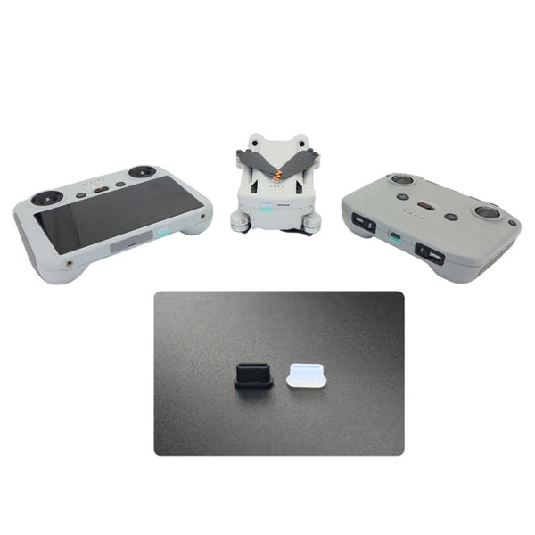2 Sets Drone Body Remote Control Charging Port Dust Plug for DJI Mini 3 Pro, Transparent, Black, Transparent+Black
