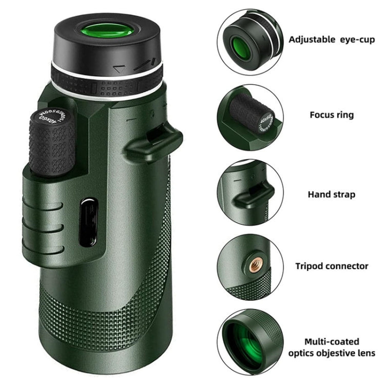 40X60 Outdoor Night Vision High Power HD Monocular, (Standard), (Standard+Universal Clip+Tripod)