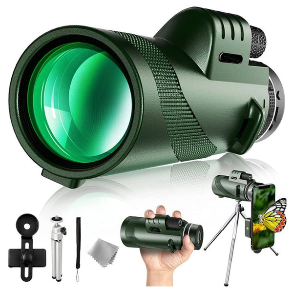 40X60 Outdoor Night Vision High Power HD Monocular, (Standard), (Standard+Universal Clip+Tripod)