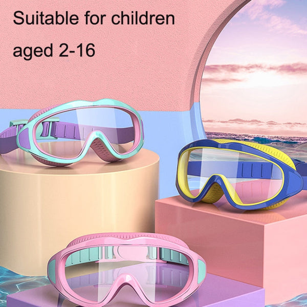 Anti-fog Children Swimming Goggles Comfortable Large Frame Diving Glasses, Macaron, Flush Tide Blue, Pumpkin Orange, Milk White, Ice Lake Blue, Pink Blue, Electroplating Lake Blue, Electroplating Milk White, Electroplating Milk Pink