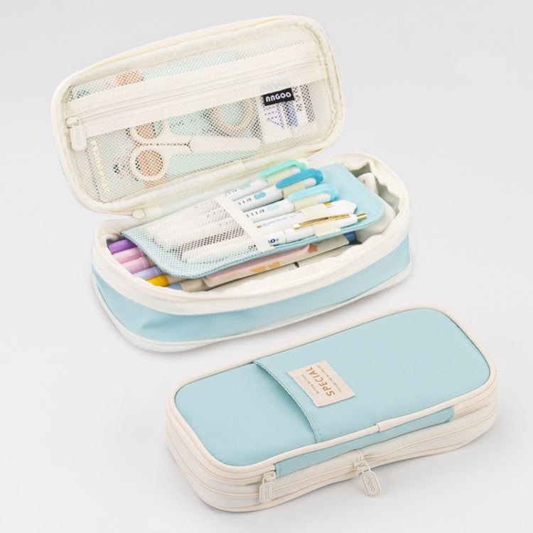 Angoo Macaron Double-layer Retractable Large-capacity Pencil Case Stationery Box