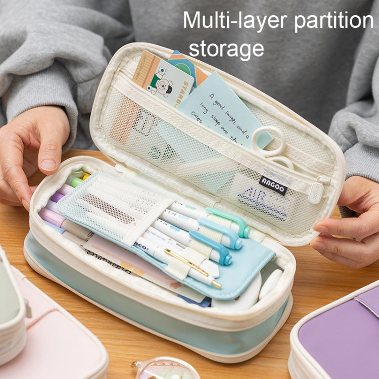 Angoo Macaron Double-layer Retractable Large-capacity Pencil Case Stationery Box