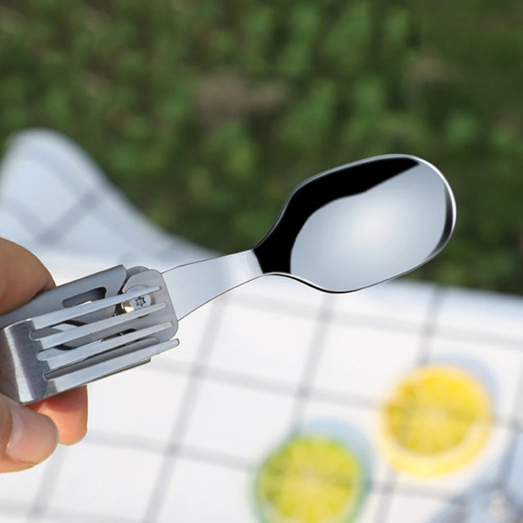 6-in-1 Folding Tableware (Fork/Knife/Spoon/Bottle Opener) for Camping and Survival