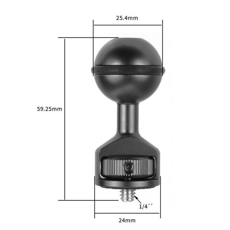 2.5cm Ball Head Clip for Action Camera Underwater Video Camera Light Diving Joint, Red, Black, Titanium