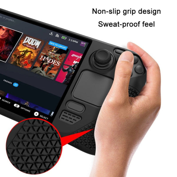 All-Inclusive Silicone Cover With Button Cap For Steam Deck, (Black), (Blue), (Red), (Pink)