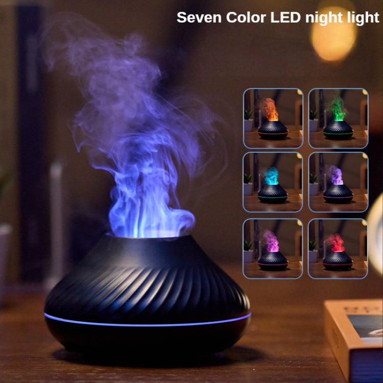 DQ705 Volcanic Flame Aroma Diffuser Essential Oil Lamp Air Humidifier with Color Night Light, DQ705(Beige), DQ705(Black)