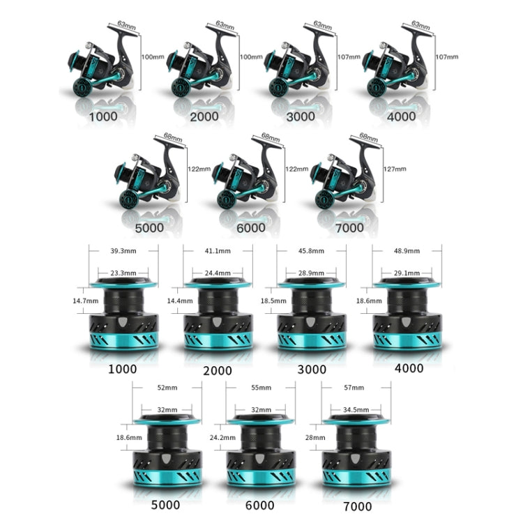 Metal Spinning Wheel CNC Rocker Throwing Rod Fish Wheel, Style:, DK1000 (EVA Grip), DK2000 (EVA Grip), DK3000 (EVA Grip), DK4000 (EVA Grip), DK5000 (EVA Grip), DK6000 (EVA Grip), DK7000 (EVA Grip), DK II1000 (Metal Ball Grip), DK II 2000 (Metal Ball Gr...