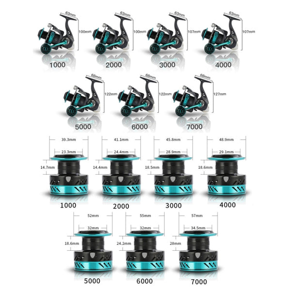Metal Spinning Wheel CNC Rocker Throwing Rod Fish Wheel, Style:, DK1000 (EVA Grip), DK2000 (EVA Grip), DK3000 (EVA Grip), DK4000 (EVA Grip), DK5000 (EVA Grip), DK6000 (EVA Grip), DK7000 (EVA Grip), DK II1000 (Metal Ball Grip), DK II 2000 (Metal Ball Gr...