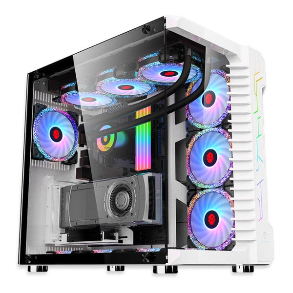 Computer CPU RGB luminous Radiator, 1 Fan+Remote Control, 2 Fans+Remote Control, 3 Fans+Remote Control, 4 Fans+Remote Control, 5 Fans+Remote Control, 6 Fans+Remote Control, 7 Fans+Remote Control, 8 Fans+Remote Control