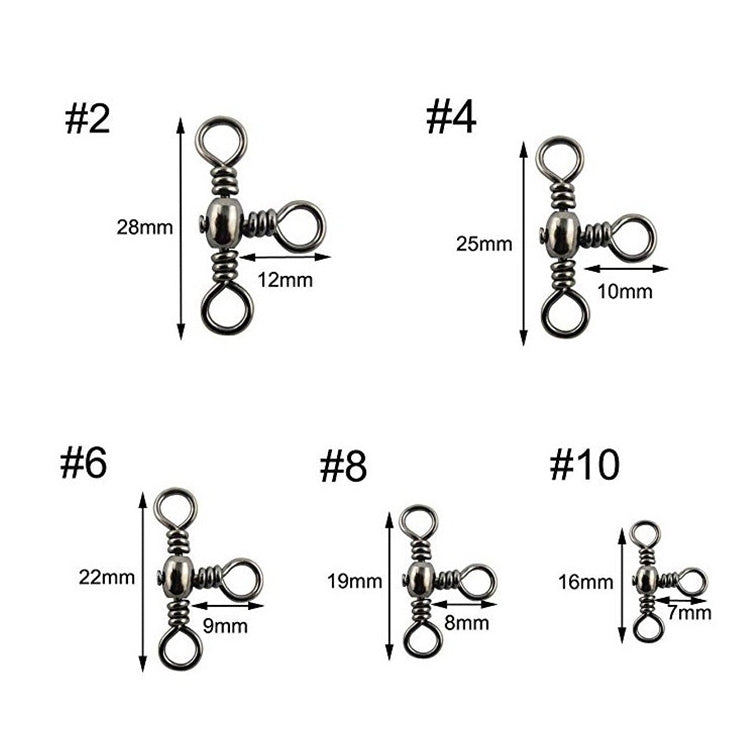 115 PCS / Box Bottle-Shaped Three-Pronged Swivel Stainless Steel Fishing Character Ring, 115 PCS / Box