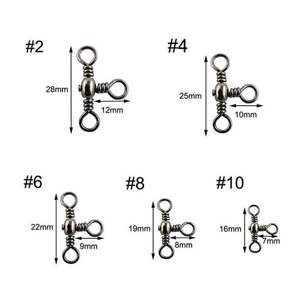115 PCS / Box Bottle-Shaped Three-Pronged Swivel Stainless Steel Fishing Character Ring, 115 PCS / Box