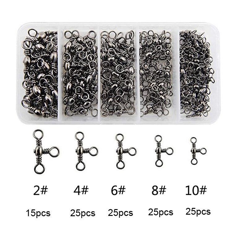 115 PCS / Box Bottle-Shaped Three-Pronged Swivel Stainless Steel Fishing Character Ring, 115 PCS / Box