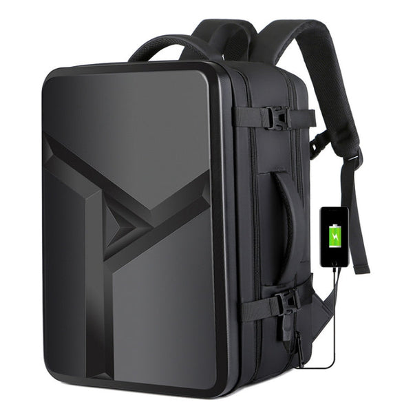 Large-capacity Waterproof Expandable Hard Shell Backpack with USB Charging Hole, 161 Light Grey, 161 Black, 161 Dark Gray, 162 Black, 162 Deep Gray, 162 Light Gray
