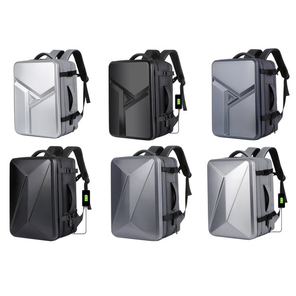 Large-capacity Waterproof Expandable Hard Shell Backpack with USB Charging Hole, 161 Light Grey, 161 Black, 161 Dark Gray, 162 Black, 162 Deep Gray, 162 Light Gray