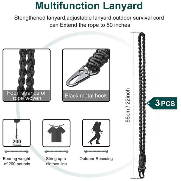 QD-258 Outdoor Multifunctional Hand-woven Metal Buckle Paratroopers Ropes Lanyard