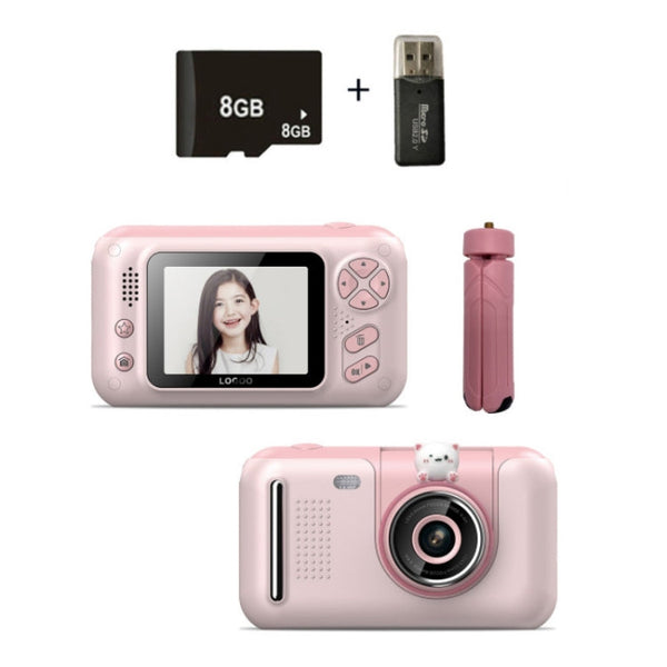 2.4 Inch Children HD Reversible Photo SLR Camera, Pink, Yellow Blue, Pink With Bracket, Yellow Blue With Bracket, Pink + 8G Memory Card + Card Reader, Pink + 16G Memory Card + Card Reader, Pink + 32G Memory Card + Card Reader                           ...