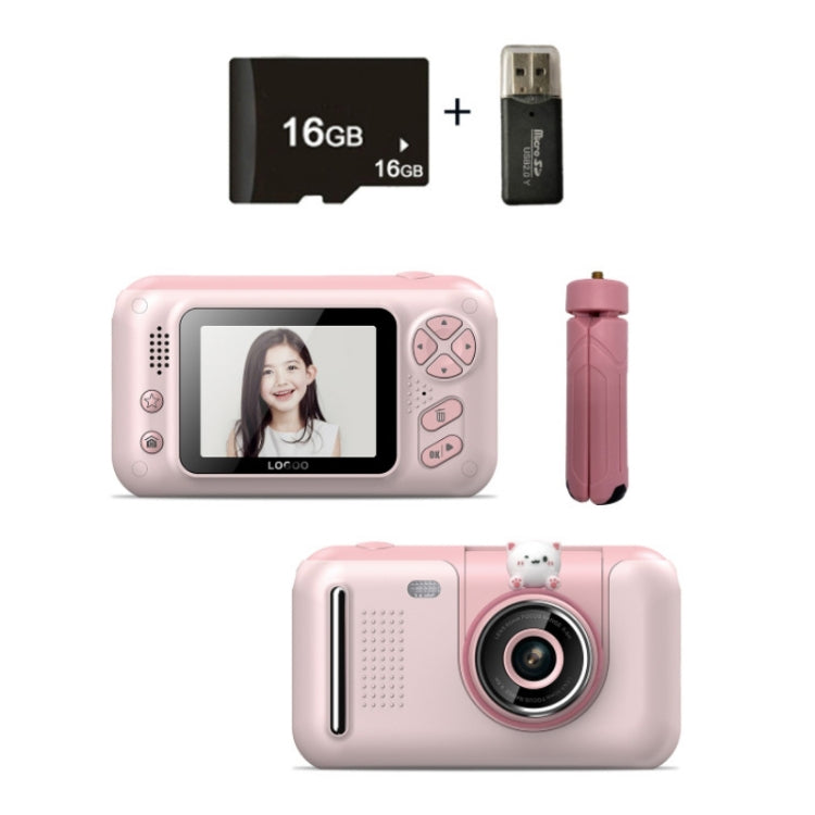 2.4 Inch Children HD Reversible Photo SLR Camera, Pink, Yellow Blue, Pink With Bracket, Yellow Blue With Bracket, Pink + 8G Memory Card + Card Reader, Pink + 16G Memory Card + Card Reader, Pink + 32G Memory Card + Card Reader                           ...