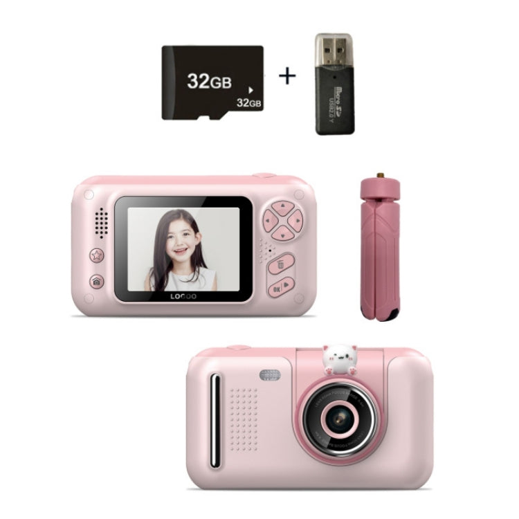 2.4 Inch Children HD Reversible Photo SLR Camera, Pink, Yellow Blue, Pink With Bracket, Yellow Blue With Bracket, Pink + 8G Memory Card + Card Reader, Pink + 16G Memory Card + Card Reader, Pink + 32G Memory Card + Card Reader                           ...