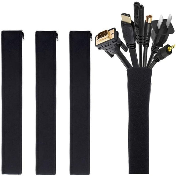 3 In 1 0.5m Kit  Cord Management Organizer Kit Cable Sleeve With Zipper Cable Clip, 5 In 1, 3 In 1 0.5m Kit, 4pcs Zipper Ties, 3 In 1 5m Kit