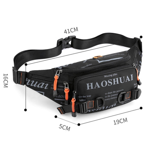 HAOSHUAI 5135 Outdoor Men Waist Bag Waterproof Nylon Cloth Men Bag