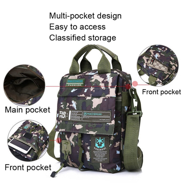 HAOSHUAI 206-1 Men Handheld Crossbody Bag Outdoor Waterproof Cloth Bag, 206-1 Dark Blue, 206-1 Black, 206-1 Army Green, 206-1 Grey, 206-1 Brick Red, 206-1 Light Blue, 206-1 Camouflage