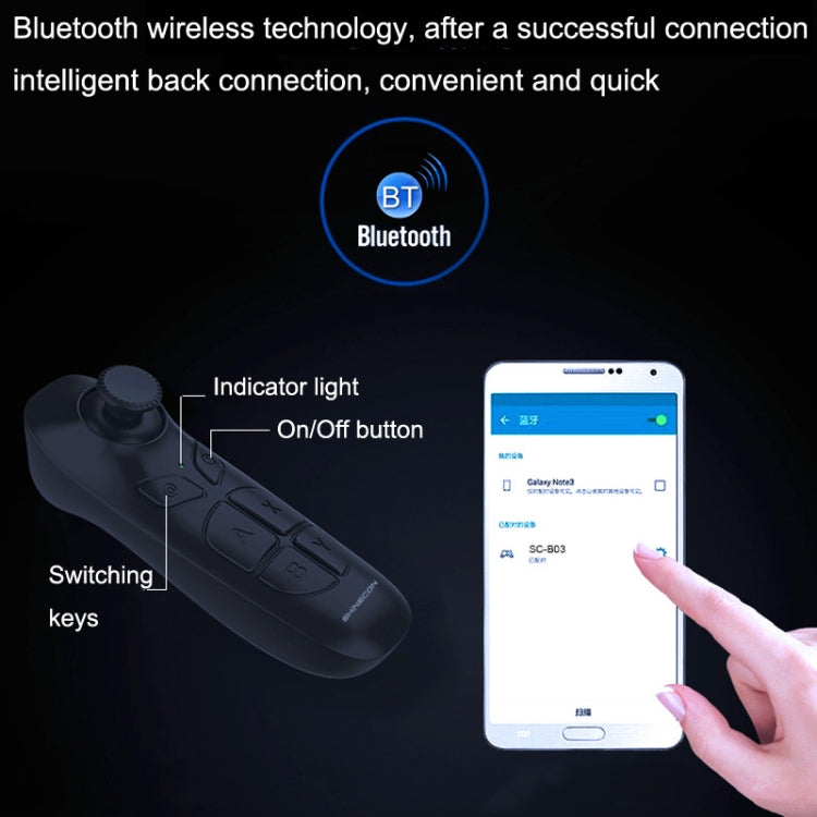 VR SHINECON SC-B03 VR Game Wireless Bluetooth Remote Control Handle Selfie Stick Remote Control Video Playback, SC-B03