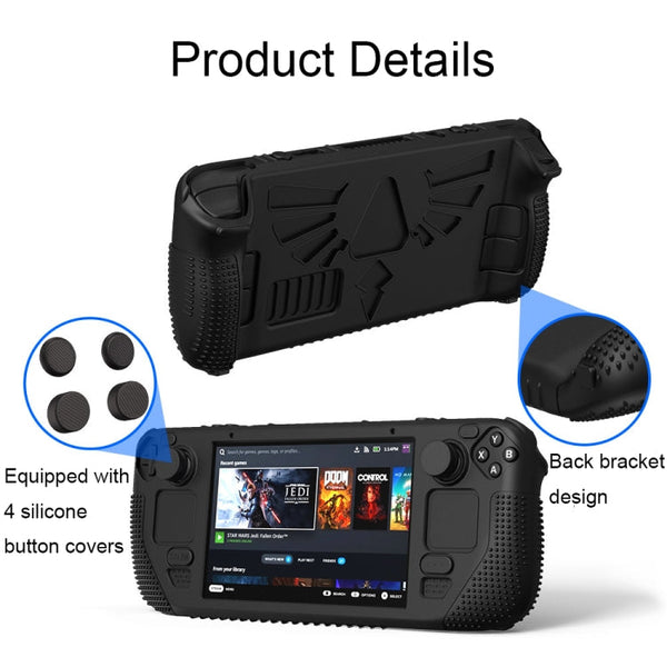 For Steam Deck V V4-1 Silicone Non-slip Protective Case for Pocket Consoles with Holder Function, V4-1Black), V4-1(Red), V4-1(Green), V4-1(Blue)