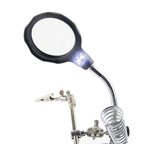 16126-A 3.5X/12X LED Light Stand Type Watch Repair Magnifier With Auxiliary Clip, 16126-A